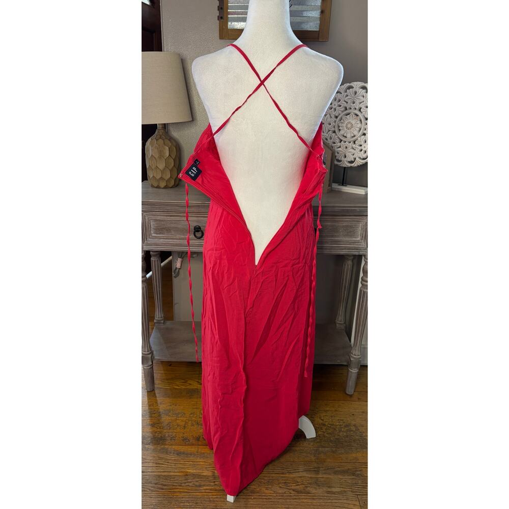 GAP Ruched Slip Midi Dress Slipper Red Strappy Back 
Small - Picture 8 of 10
